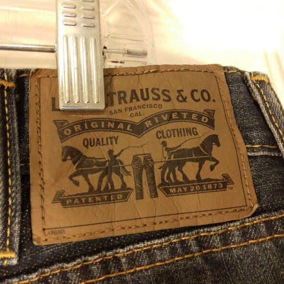 Levi's 527 jeans mens 38x32 blue denim boot cut cotton western Strauss dark wash - Picture 4 of 9